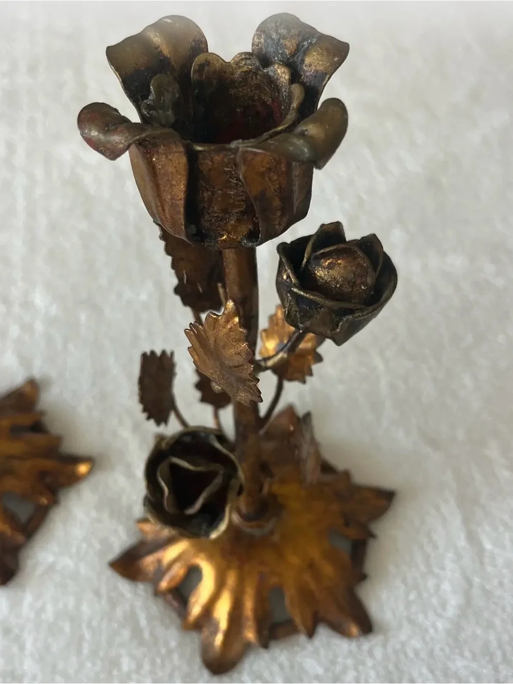 Antique Italian Gilded Gild Candlestick Pair